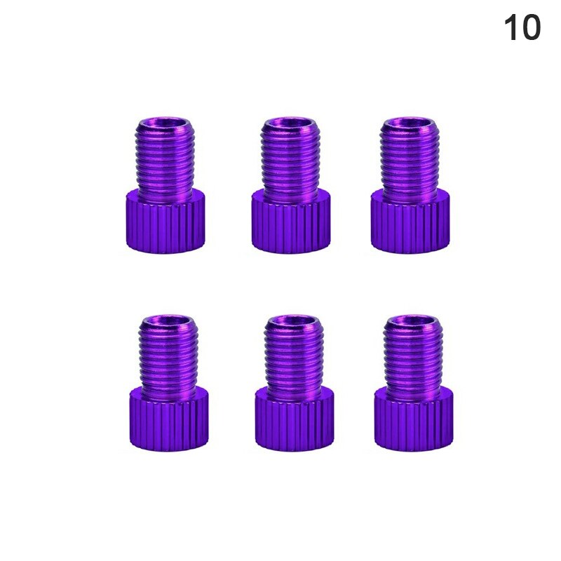 6 Pc Aluminum Bicycle Bike Valve Converter Car Valve Adapter: purple