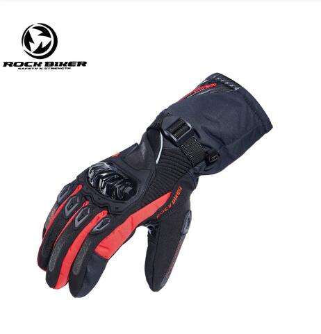 Rock BIKER Motorhandschoenen Mannen 100% Waterdicht Winddicht Winter Warm Handschoenen Touch Screen Guantes Motorrijden Handschoenen: RBB Red / M