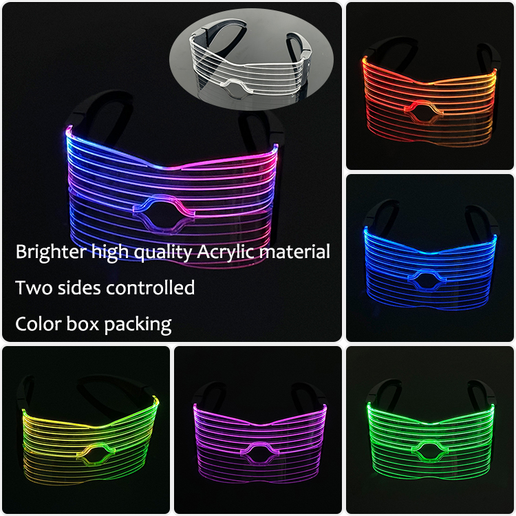 Novos óculos coloridos de led iluminados, óculos que brilham no escuro, óculos de festa neon, homens, mulheres, música, concerto, dança, decoração de bar: Safira profunda