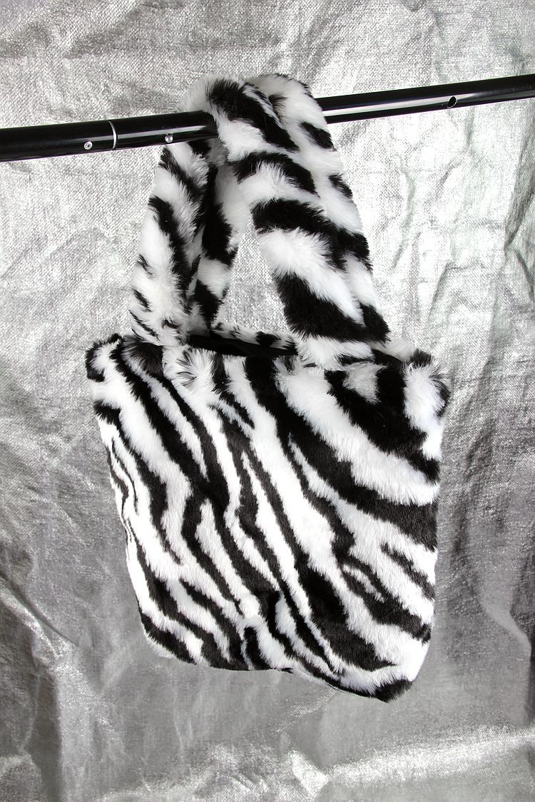 Vintage femmes sacs à main en peluche hiver dames petits sacs à bandoulière mignon fleur motif femme Mini fourre-tout pochette sac à main: stripe big