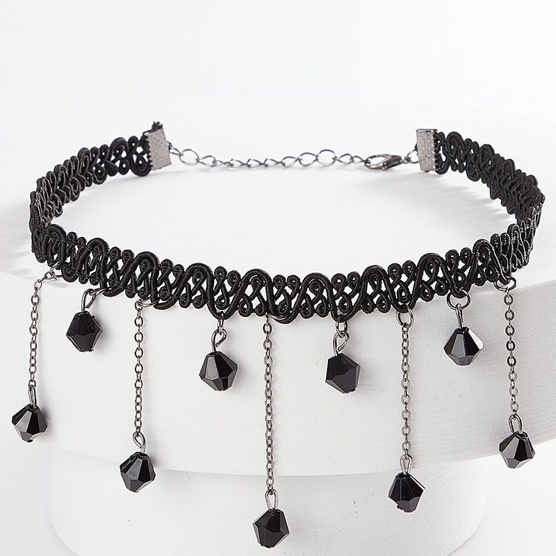 Gargantilla gótica de terciopelo negro, collares de cuerda de estilo gótico, decoración para el cuello para mujer, joyería Chocker en accesorios para el cuello de niña