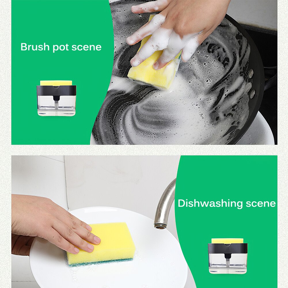 Soap Dispenser Pump With Sponge Manual Press Cleaning Liquid Dispenser Container Manual Press Soap Organizer Kitchen Tool