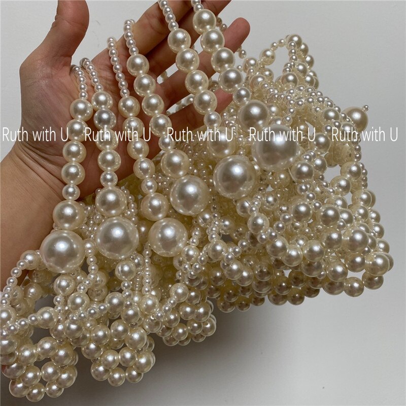 Aushöhlen Perle Ball Abend Tasche Frauen Koreanische handgefertigt metallisch Ring Griff Damen Perlen abend Kupplung Tasche Geldbörsen