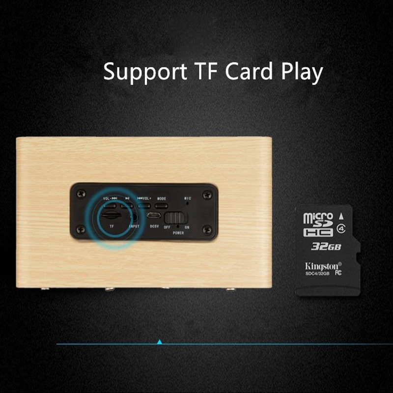 Altavoz inalámbrico de madera con Bluetooth, barra de sonido HiFi portátil con bajo de choque, Altavoz TF, caixa de som para iPhone Sumsung Xiaomi