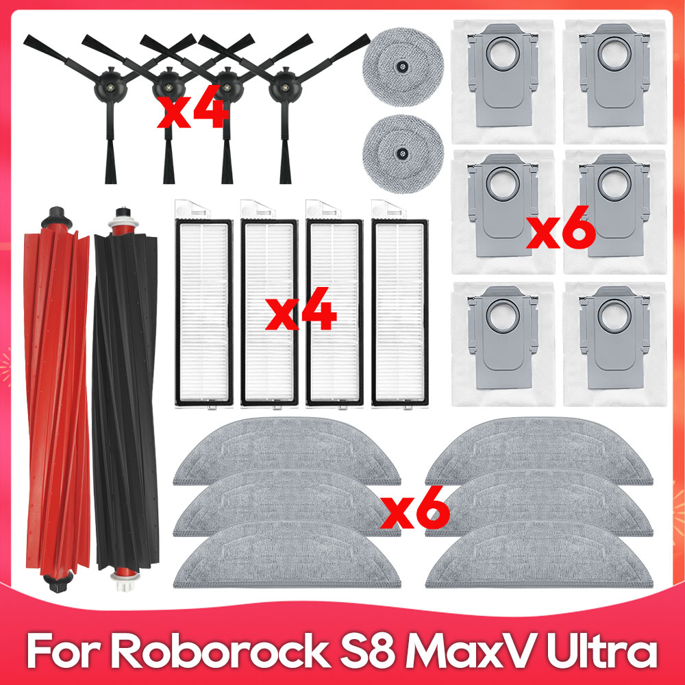 Geschikt Voor ( Roborock S8 MaxV Ultra ) Reserveonderdelen voor Robotstofzuiger Hoofdzijborstels Dweildoeken Hepa-filters Stofzakken Accessoires: Sky Blue