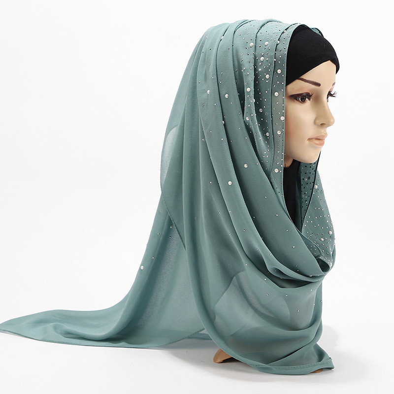 offre spéciale femmes plaine bulle perle mousseline de soie écharpe tête hijab enveloppement solide châles bandeau foulard femme musulman hijabs magasins