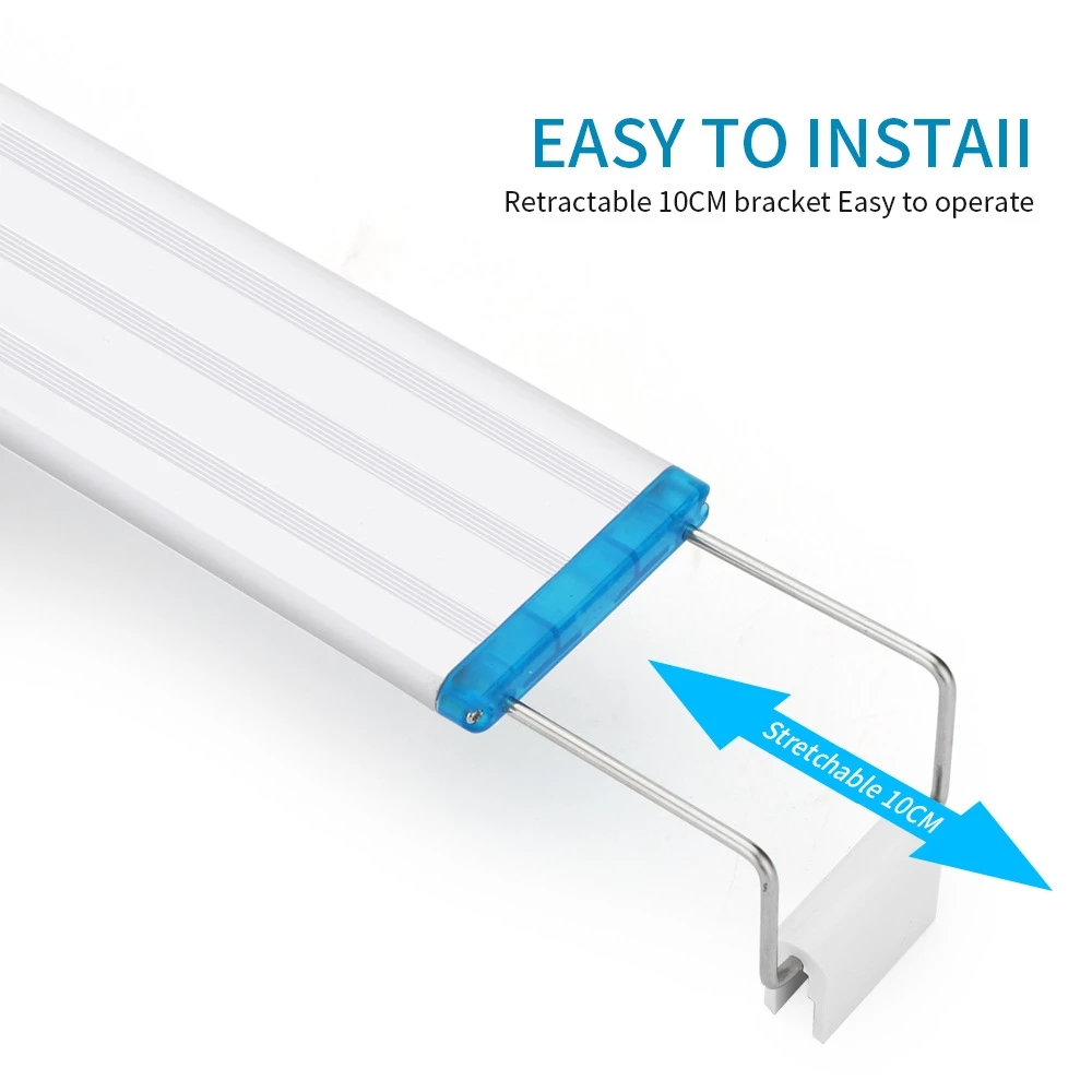 NICREW-Lámpara de Clip de luz LED delgada para acuario, iluminación LED azul y blanca, resistente al agua, brillante, 18-58cm