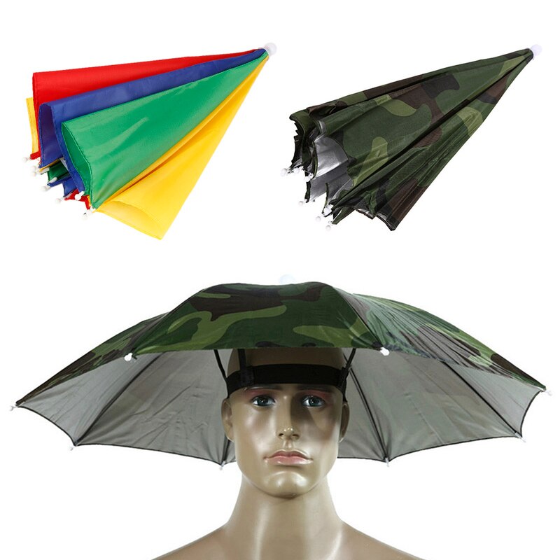 Kleurrijke/camouflage paraplu hoed pet vispet zonnescherm kamperen wandelen buiten parasol paraplu hoed pet buiten kamperen vissen