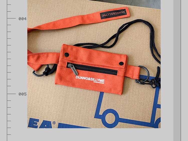 Sac banane en toile, sac banane, Streetwear Hip-hop, unisexe, sac de poitrine avec fermeture éclair pour fille et garçon, sac de ceinture pour téléphone à la: orange