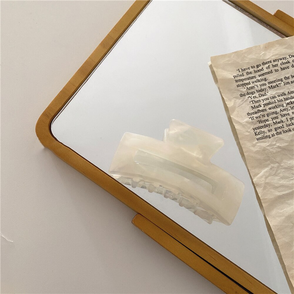 Ensfarvet klo klip stor barrette krabbe hår kløer badeklip hestehale klip til kvinder piger hår tilbehør: 3