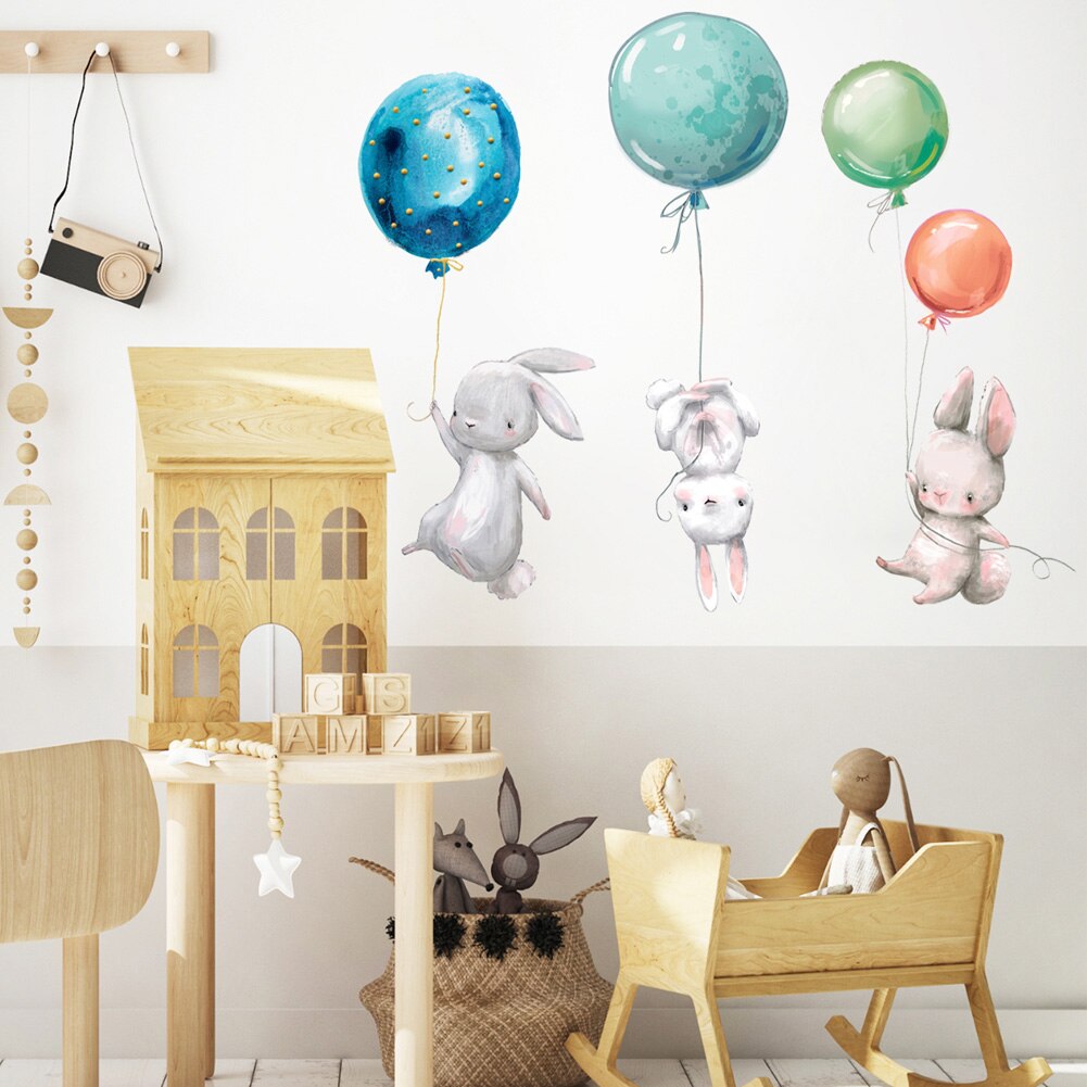 Cute Rabbit Series Wall Sticker For Kids Baby Room Home Decoration Wallpaper Living Room Bedroom Removable Mural Bunny Stickers