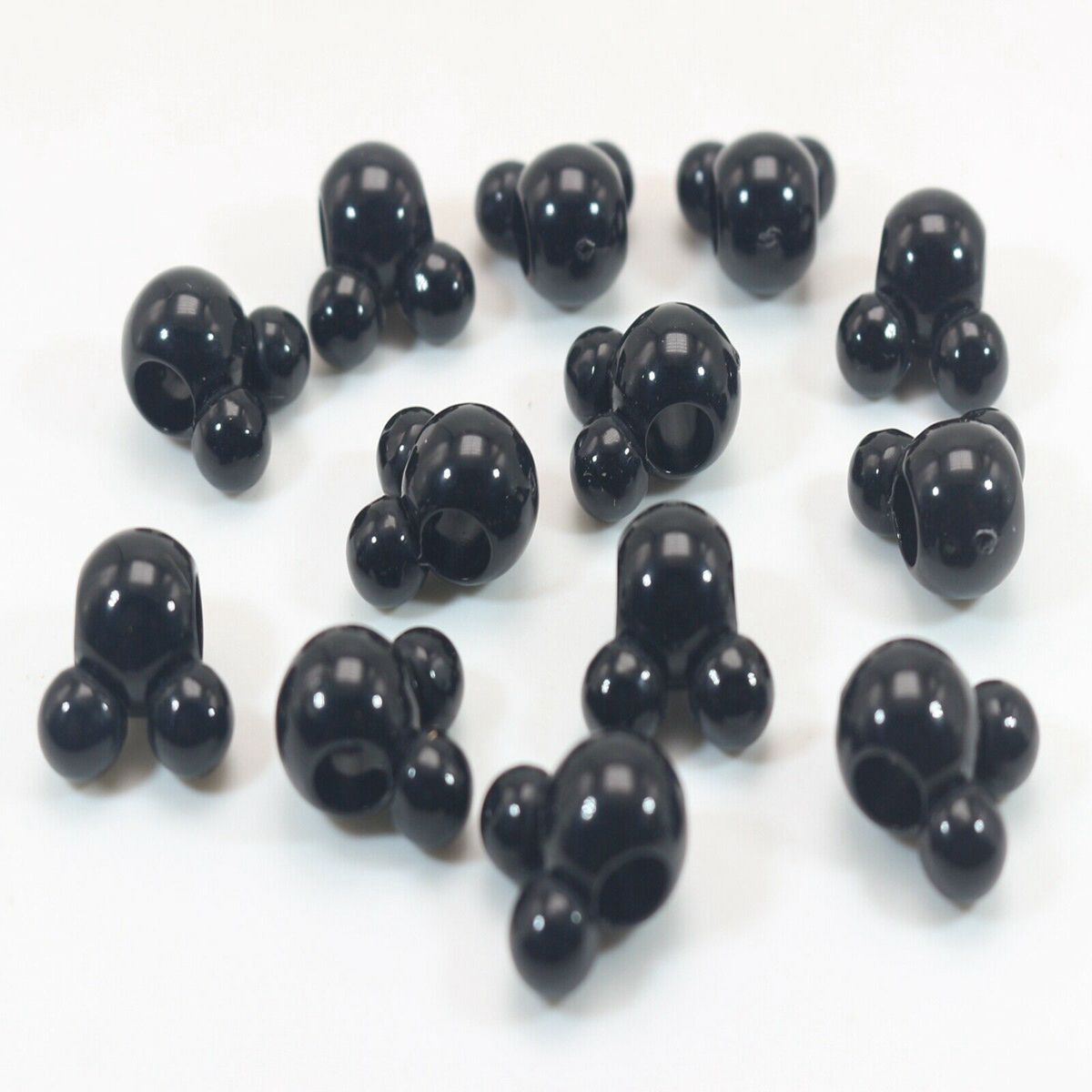 Craft DIY Black Red Color Acrylic Mouse Face Charm Beads 14mm 16mm Large Hole: black / 50PCS 16MM