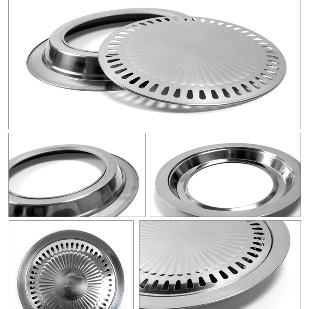 Grill Smokeless Grilling Plate BBQ Grill Tray Stovetop Outdoor Indoor Camping Picnic House Stainless Steel REUSEABLE Cooking