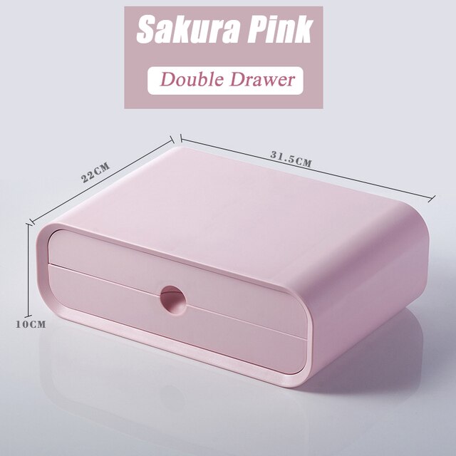 Table Storage Box ABS Ergonomic Laptop Stand Desk Organizer Drawer Monitor Bracket Letter File Holder Home Office Accessories: Pink Double Drawer