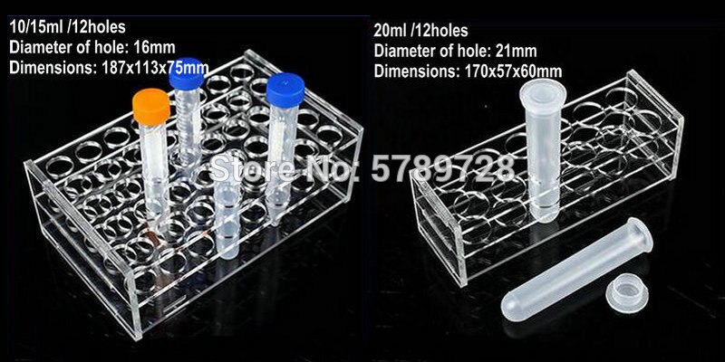1pcs Transparent plexiglass centrifugal tube holder suit for 0.2ml 0.5ml 1.5/2ml 5ml 7/10ml 10/15ml Centrifuge tube