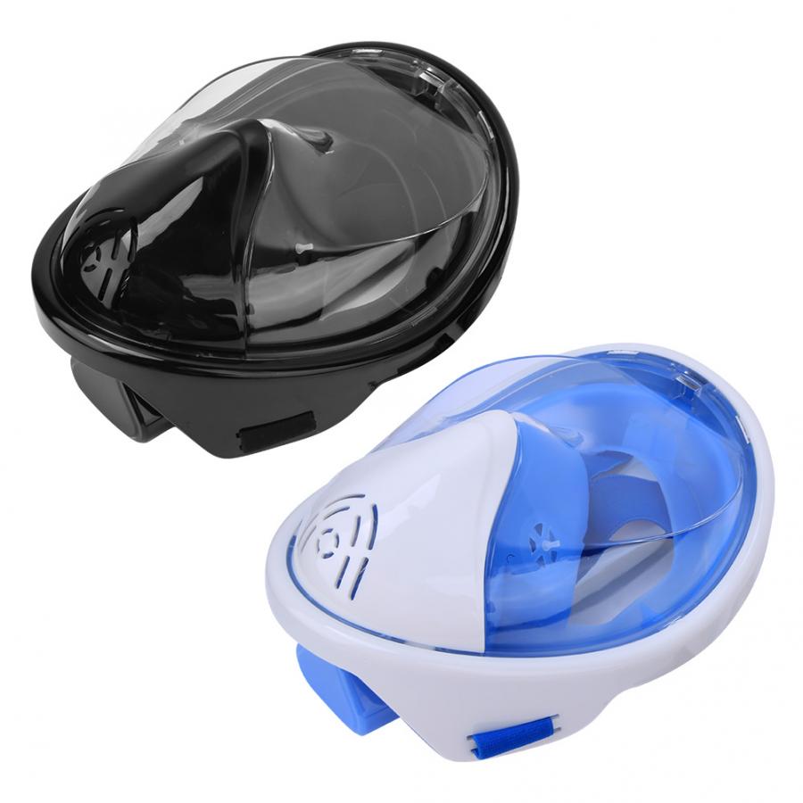 Full Face Diving Mask - Adult Flat Fold Anti-Fog Snorkel Swim Goggles - Silicone