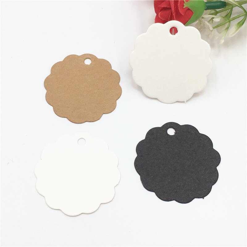 Rótulo Da embalagem Marrom/Preto/Branco Flor Forma Embalagem Etiqueta Handmade Agradece-lhe Etiquetar Preço Pendure Tag DIY Nota etiquetas 100 pçs/lote