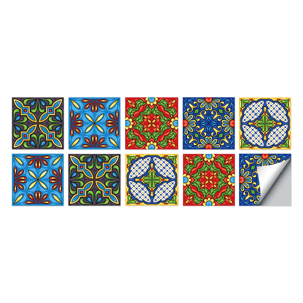 Baroque noir et blanc motif carrelage autocollants salle de bain toilette étanche mur décor Mural: HT006 / 15cmX15cm