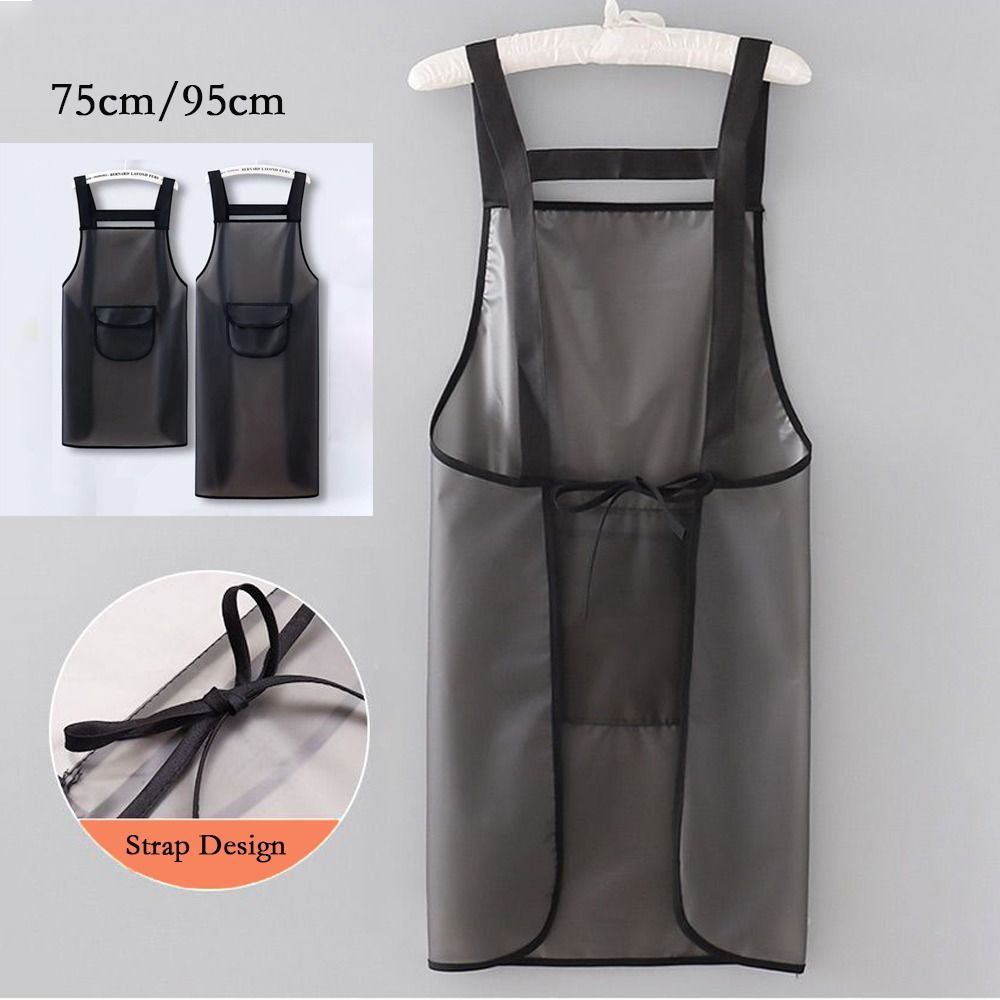 Tablier de Cuisine Imperméable en PVC Transparent Noir, pour le Travail, la Maison, les Livres, D343