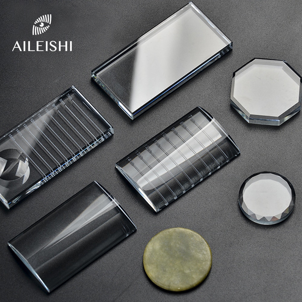 Wimpern Verlängerung Palette Kristall Glas U Gebogene/Gerade Stehen Falsche Wimpern Halfter transparent Kleber Tablett Schönheit machen-hoch-Werkzeug