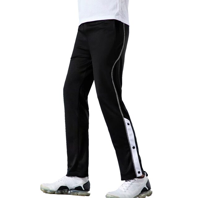 Pantalones de fútbol con cremallera para hombre, pantalones deportivos de chándal para entrenamiento, mallas deportivas para trotar y gimnasio,: black white / XXL