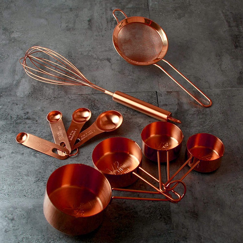 10 Piece Baking Tools Set Cooking and Baking Utensil Set Stainless Steel Measuring Cups Measuring Spoons Sets