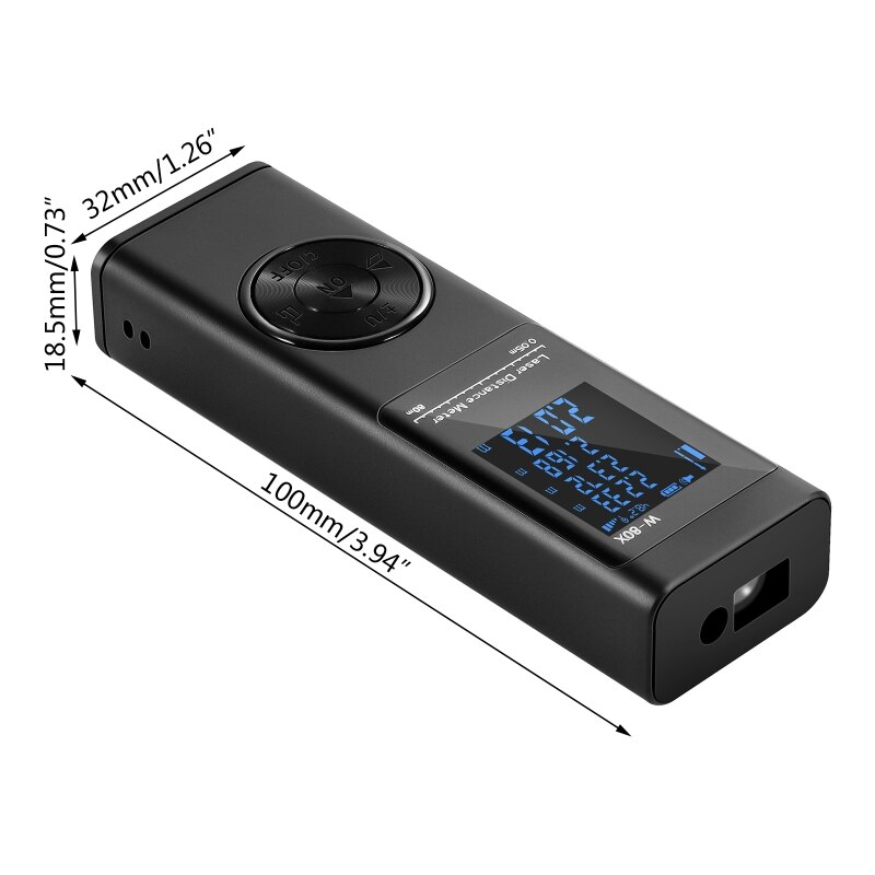 80m Aluminum IP54 4 Measurement Units Digital Infrared Ray Distance Meter Rechargeable Waterproof Dustproof Fallproof