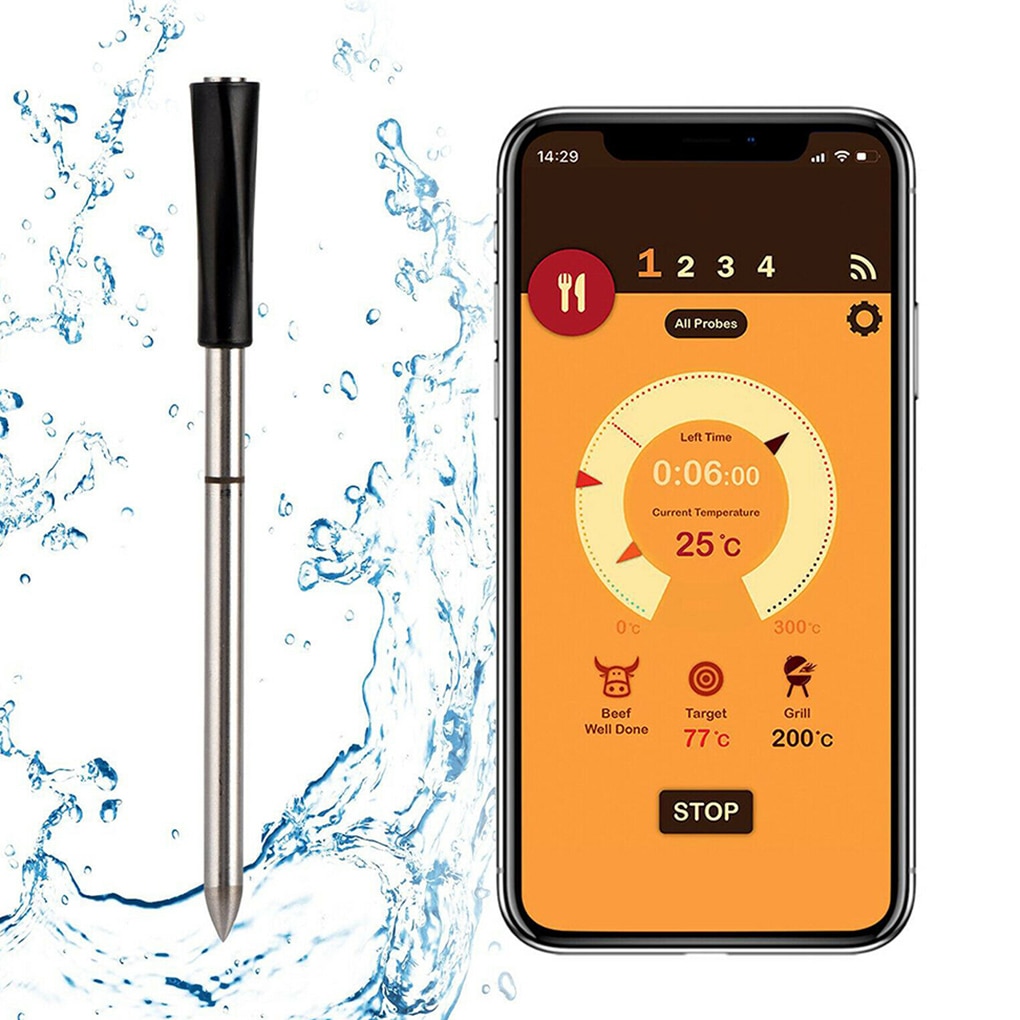 Sonde alimentaire pour viande sans fil, thermomètre pour barbecue et Steak, Bluetooth, électronique, outils de cuisson pour BBQ