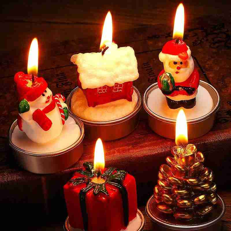 3 Stks/set Kerst Kaarsen Santa Huis Sneeuwpop Kerstboom Paraffine Kaarsen Bruiloft Kaarsen Decor Licht