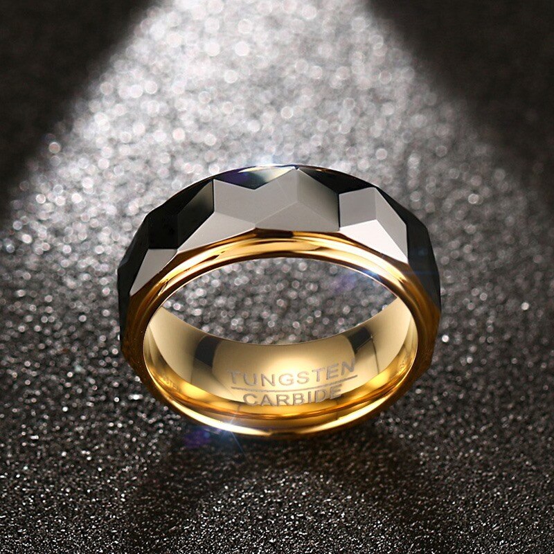 Meaeguet 8mm Ring Brede Facet Geslepen Geometrische Wolfraamcarbide Trouwringen Voor Mannen Sieraden Mannelijke Anillos Bague USA Maat 7-12