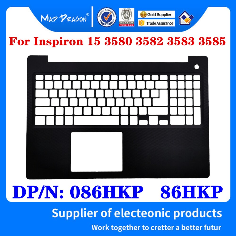Novo original palmrest capa superior teclado c escudo preto para dell inspiron 15 3580 3582 3583 3585 0p4mkj p4mkj 086hkp 86hkp: 086HKP