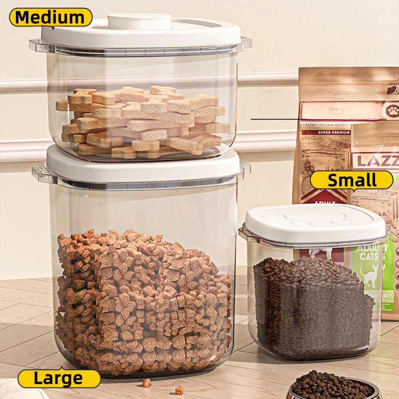 Conteneur hermétique de stockage des aliments pour animaux de compagnie, céréales pour chats et chiens, grande capacité, résistant à l'humidité, réservoir scellé, bac de stockage sous vide pour aliments pour animaux de compagnie