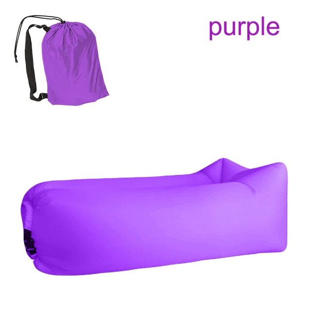 Canapé gonflable banane canapé lumière sac de couchage étanche air camping canapés de couchage adulte plage chaise longue pliage rapide: VIOLET