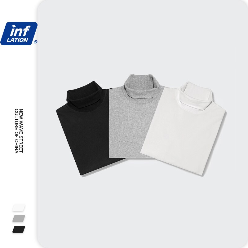 20fw topp tröja i ren färg 100%  bomullströjor med turtleneck dam män casual sweatshirts