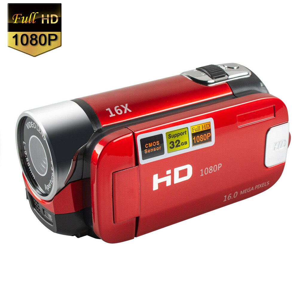 Video Camera Camcorder Vlogging Camera Full HD 1080P Digital Camera: Red