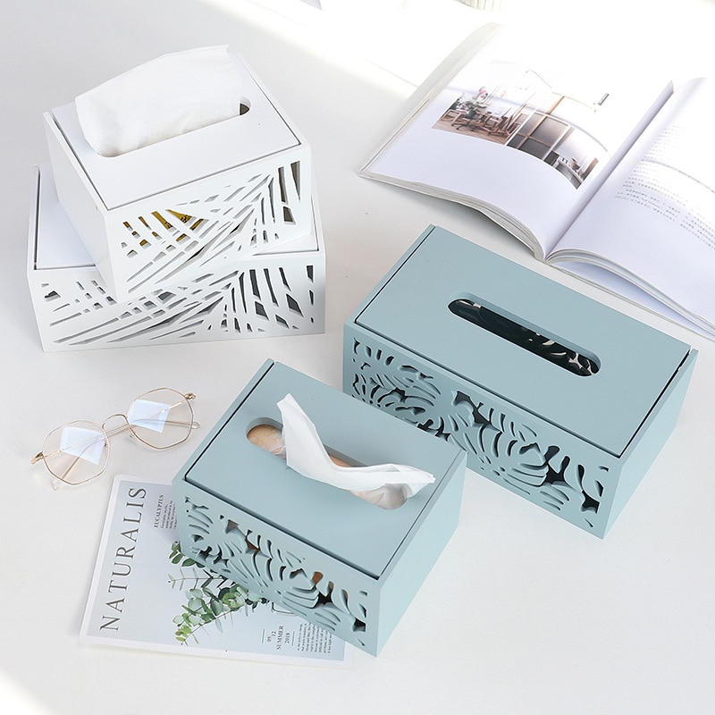 Simple Wooden Tissue Box Container Hollow Napkin Storage Box Home Office Restaurant Desktop Decor Tissue Dispenser Organizer