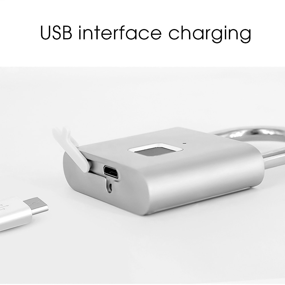 Portable Fingerprint Smart Padlock IP65 Waterproof Electric Biometric Door Lock Home Door Bag Luggage Case Lock USB Rechargeable