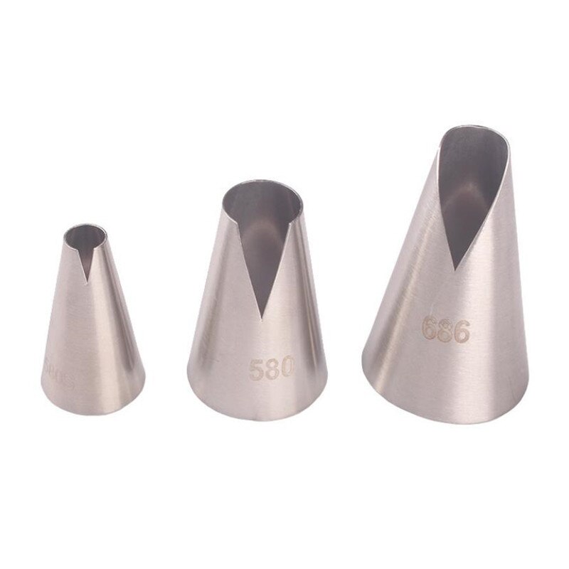 Boquillas para pasteles 580S #580 #686, cabeza de acero para decoración de pasteles, boquilla para glaseado, herramientas de pastelería, Fondant, puntas para hornear de flores, 3 uds./1 ud.