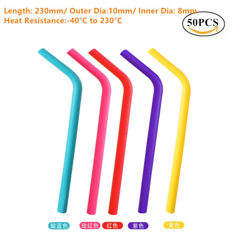 Extra Wide 14mm Silicone Bubble Tea Straw Reusable Boba tea Straws 50pcs Smotthie drinking Flexible Straws Party Bar Accessories: 230x10mm