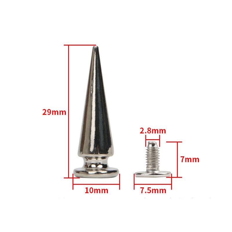 10 Sets Silver Metal Screwback Cone Studs Bullet Spike Stud Punk Bag Belt Schoenen Kleding Leathercraft Cone Rivet Diy: 8