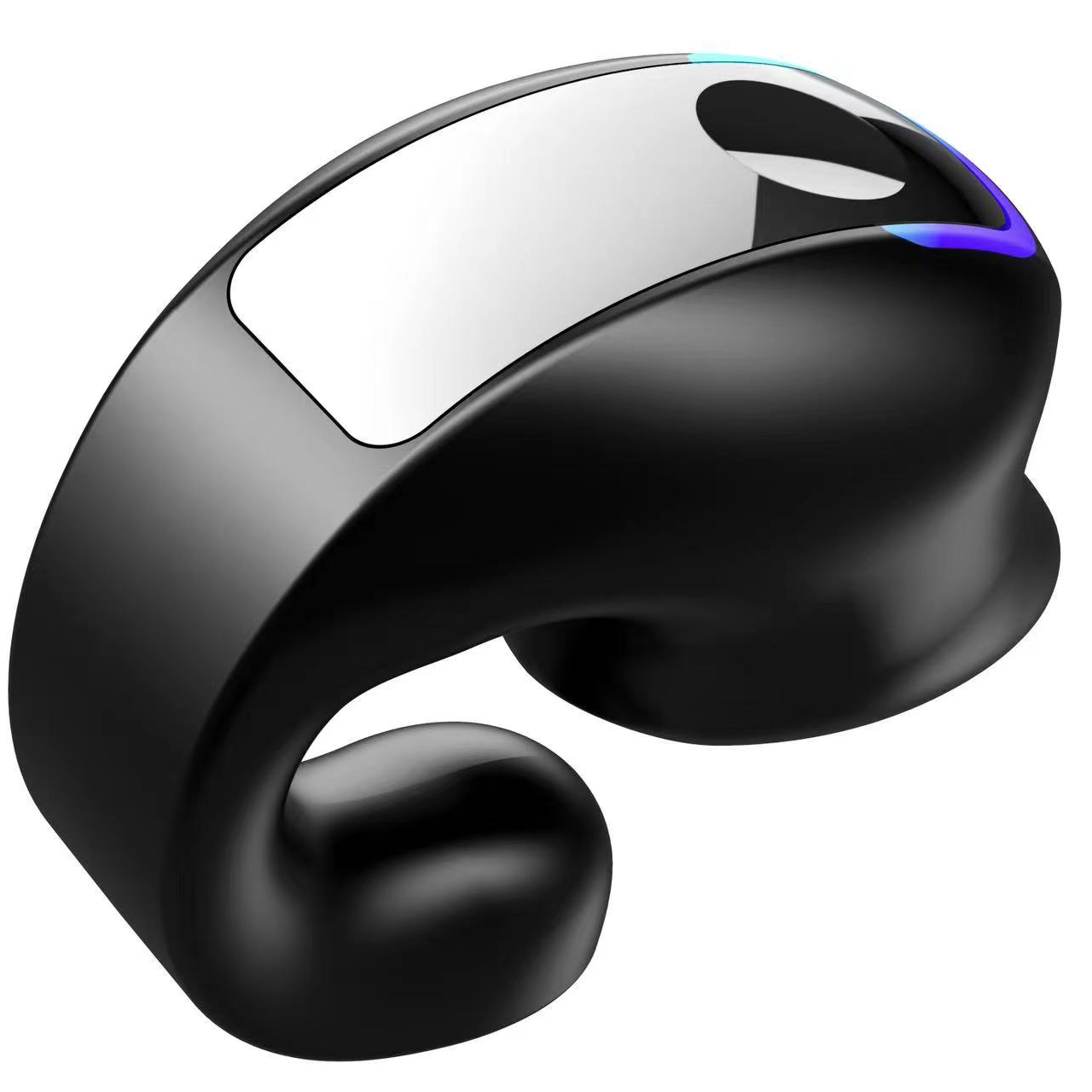 Bezprzewodowy zestaw słuchawkowy Bluetooth z przewodnictwem kostnym 5.3 Rozmawiający zestaw słuchawkowy z klipsem Długotrwałe noszenie bez bólu Bardzo długa żywotność baterii: Black