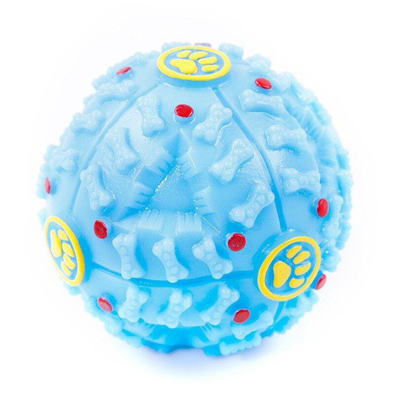 Pelota con sonido de voz para perros y mascotas, juguete de alimentación, trompeta, fuga de sonido, comida, animales pequeños, rompecabezas de bola, mordedura de dientes, 1 Uds.: Blue 120mm