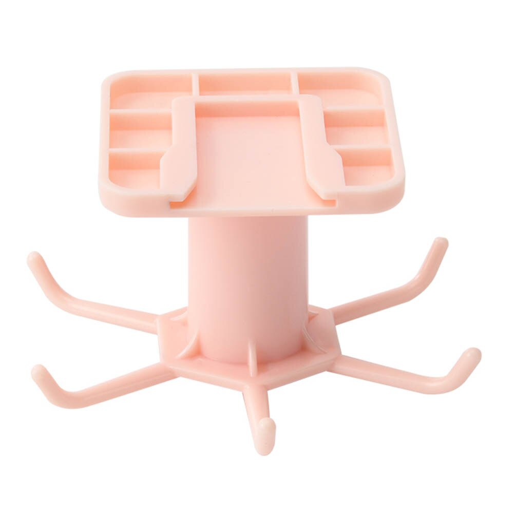 360 Rotation Plastic Hook Universal Utensils Holder Hanger Retractable Storage Shelf Save Room Organizer Hole Free Hooks: Pink