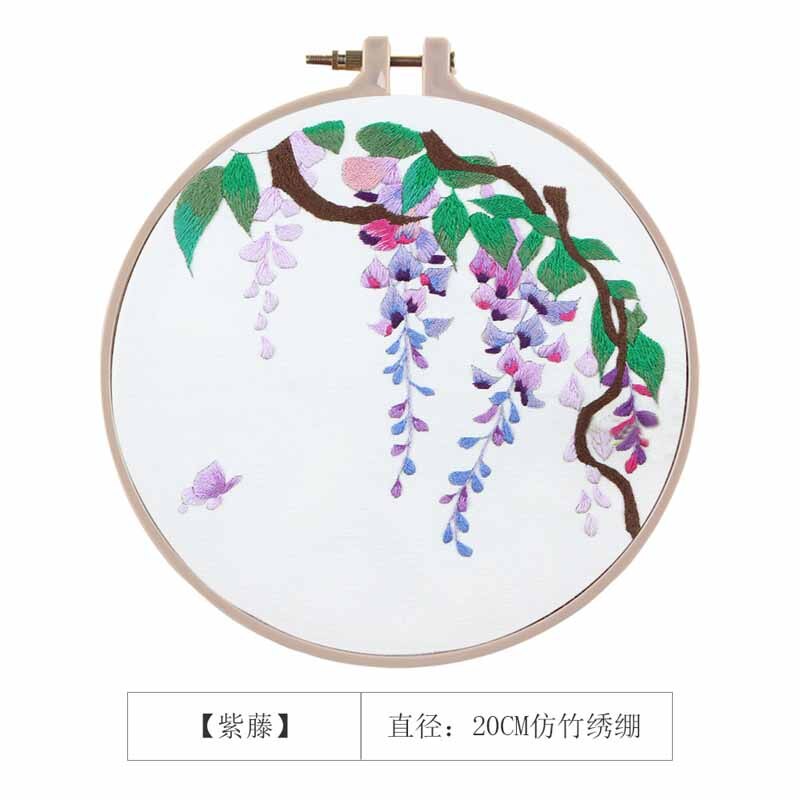 Handmade Chinese Flower Embroidery Kit with Hoop Needlework Cross Stitch Swing Meet Sets Art Handcraft Painting Wall Decor: 2