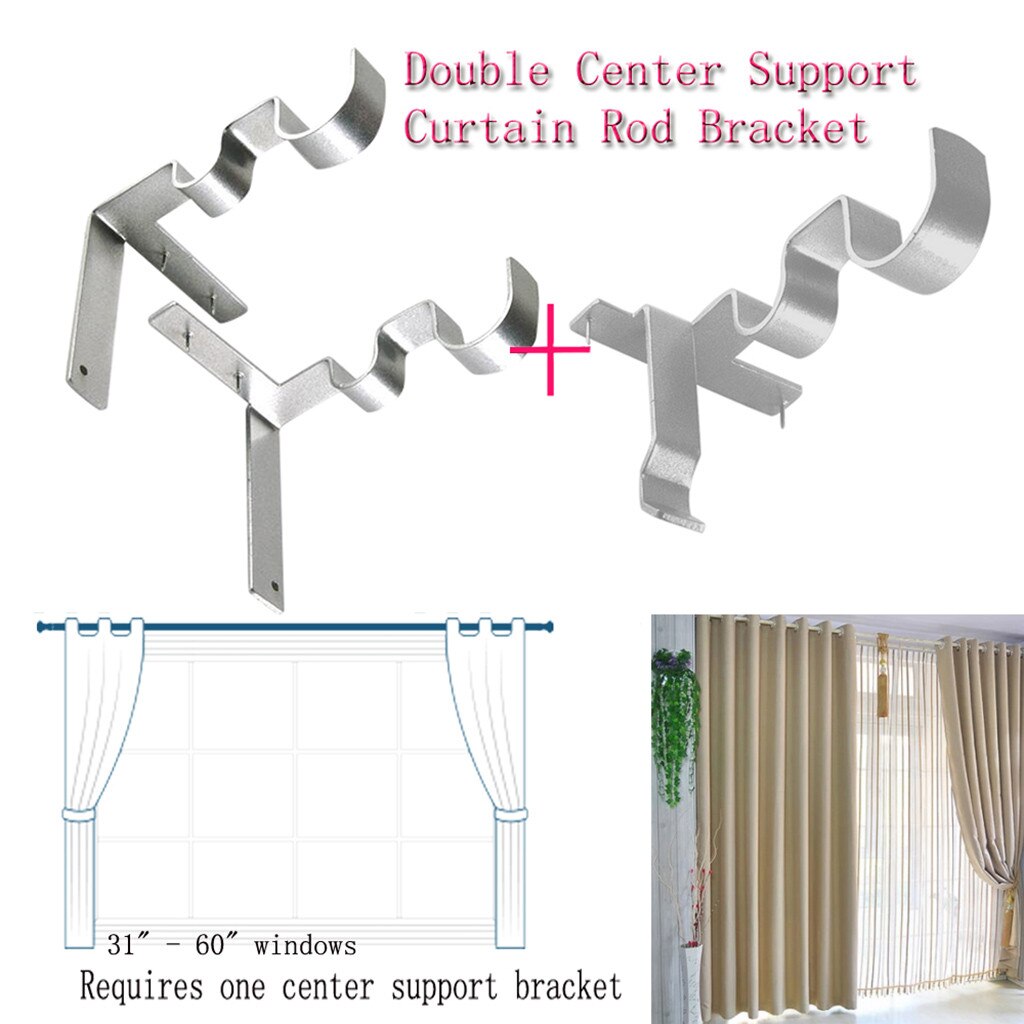 Double Center Curtain Rod Bracket Hang Curtain Rod Holders Tap Right Into Window Frame Curtain Rod Bracket #Y2