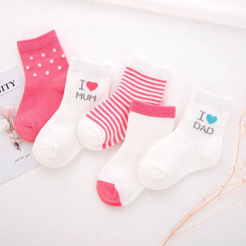 I Love MUM DAD Set Thicken Comfort Cotton Spring Fall And Winter Newborn Kids Boy Baby Girl Socks: 3-6Y