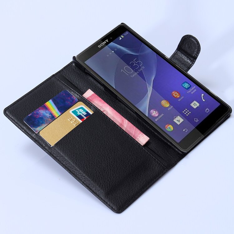 Tarjeta de funda de cartera titular del soporte teléfono casos para Sony Xperia Z3 D6603 D6633 de cáscara protectora de la Caja