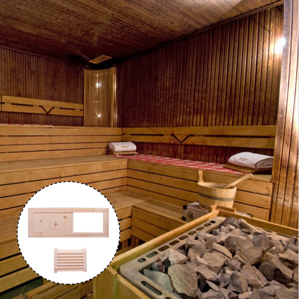 1 sæt sauna rum lukker vindue praktisk cedertræ sauna luft udluftning glidende gitter: Default Title