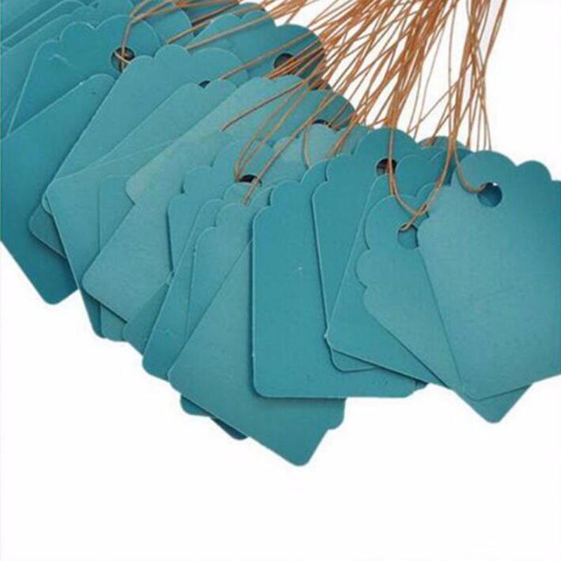 Tira de PVC impermeable, etiqueta azul, Mini bolsa de , álbum de recortes, tarjeta, etiqueta, ropa, 100 Uds.