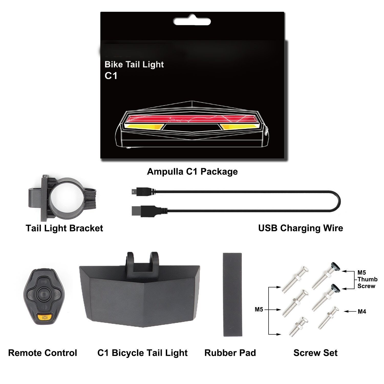 Usb Smart Fiets Achterlicht Veiligheidswaarschuwing Fiets Knipperlichten Achterlicht Afstandsbediening Led Lamp Usb Oplaadbare Achterlicht